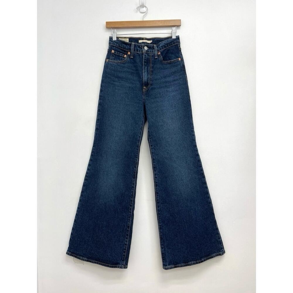 Levi’s Ribcage Bell Flare High Rise Jeans Dark Wash Premium Stretch Denim Size25